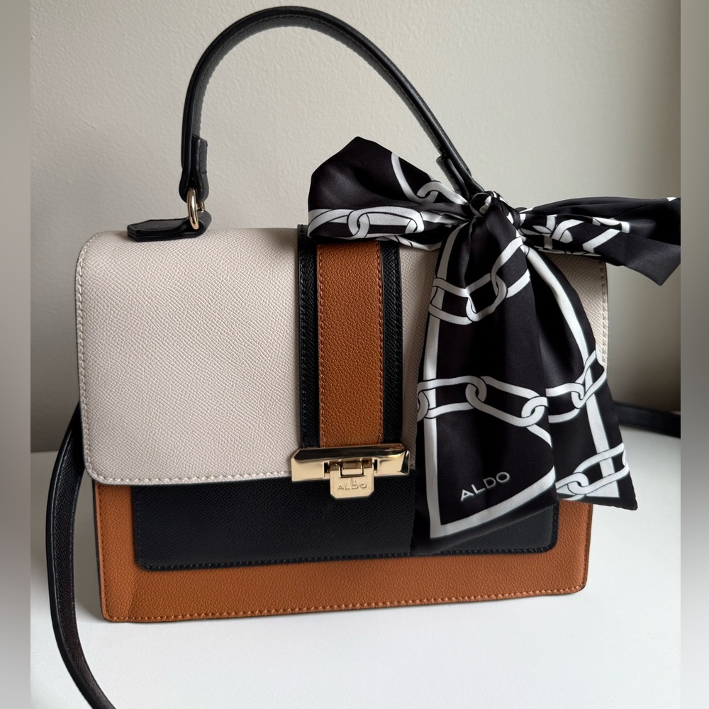 Aldo Elegant Black, Cream, and Tan Crossbody Bag